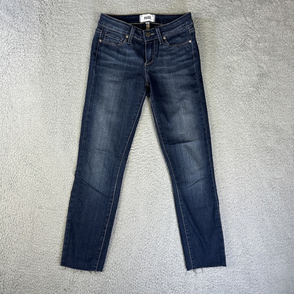 Paige Jeans Womens 25 Blue Denim Pants Verdugo Ankle Nottingham Raw Hem Stretch